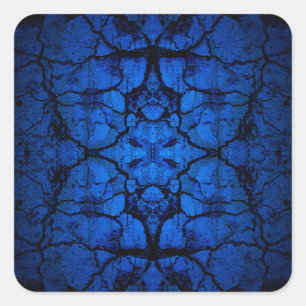 Blue cracked wall pattern square sticker