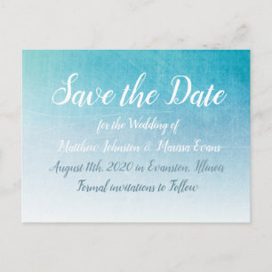 Blue Crackle Personalised Save the Date Postcard
