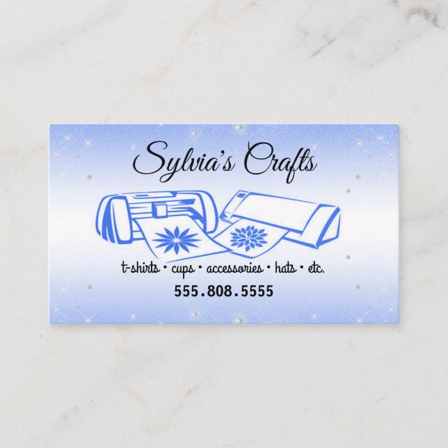Blue Crafting Vinyl Business Card (Front)