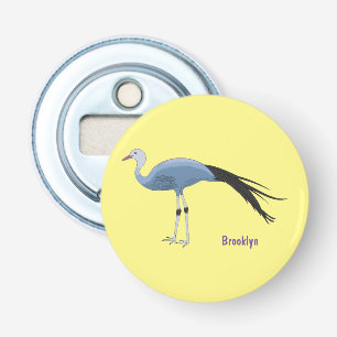 Blue crane bird cartoon illustration bottle opener