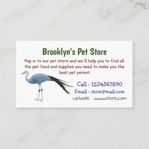 Blue crane bird cartoon illustration business card