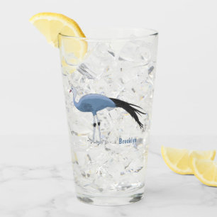 Blue crane bird cartoon illustration glass
