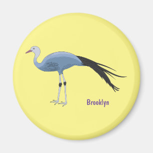 Blue crane bird cartoon illustration magnet