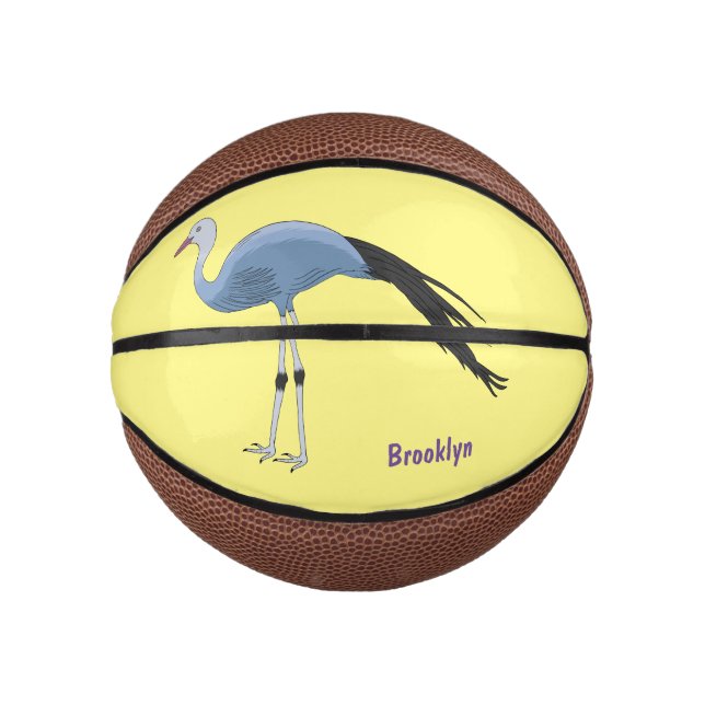 Blue crane bird cartoon illustration mini basketball (Front)