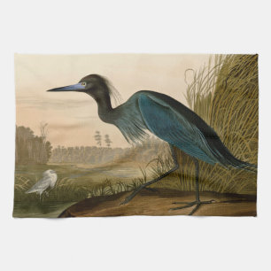 Blue Crane Heron Audubon Painting Tea Towel