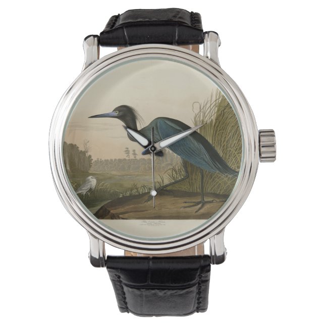 Blue Crane Heron Audubon Painting Watch (Front)