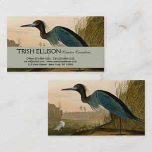 Blue Crane Heron Audubon Print Coastal Art Business Card