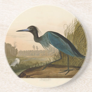 Blue Crane Heron Audubon Print Coastal Art Coaster