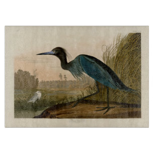 Blue Crane Heron Audubon Print Coastal Art Cutting Board