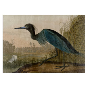 Blue Crane Heron Audubon Print Coastal Art Cutting Board