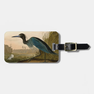 Blue Crane Heron Audubon Print Coastal Art Luggage Tag