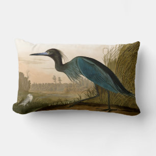 Blue Crane Heron Audubon Print Coastal Art Lumbar Cushion