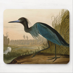 Blue Crane Heron Audubon Print Coastal Art Mouse Pad