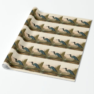 Blue Crane Heron Audubon Print Coastal Art Wrapping Paper