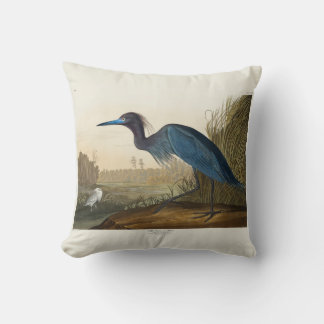 Blue Crane or Heron, 1836, The Birds of America Cushion