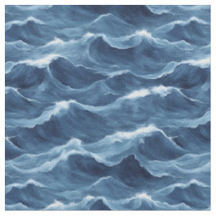 Blue Crashing Waves Fabric
