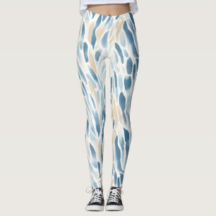 Blue Cream Abstract Animal Print Leggings