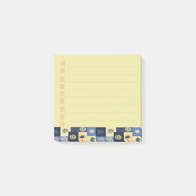 Blue & Cream Abstract Pattern Post-it Notes (Front)