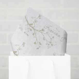 Blue Cream Bird Branches Floral Wedding Tissue Paper