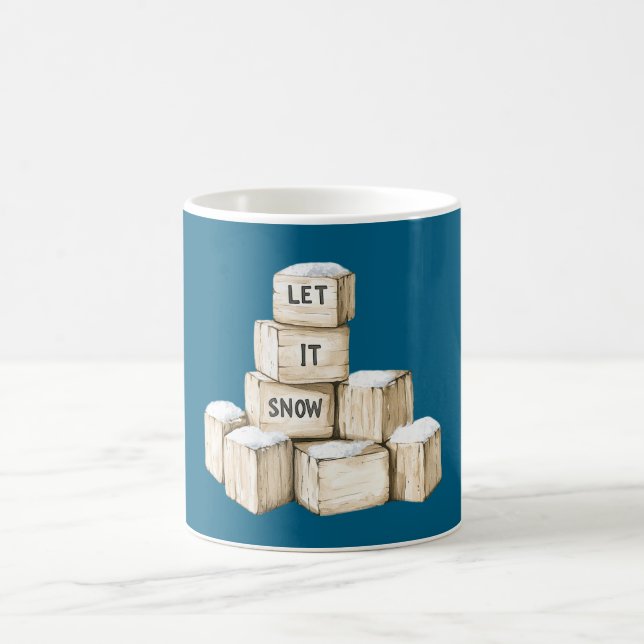 Blue Cream Blocks Let it snow Coffee Mug (Center)