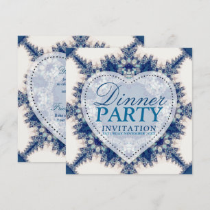 Blue & Cream Boho Chic Country Dinner Party Invitation