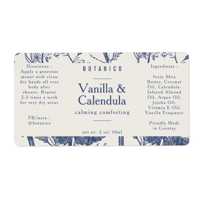 Blue Cream Botanical Ingredients Natural Packaging (Front)