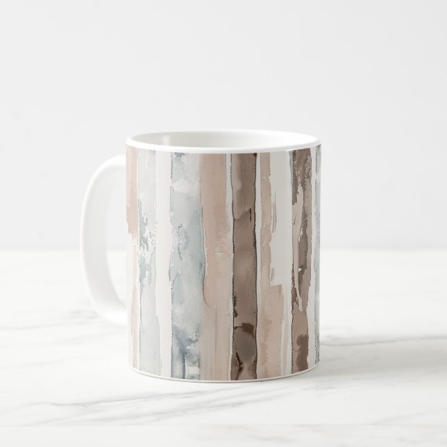 Blue Cream Brown Stripes   Coffee Mug (Front Left)