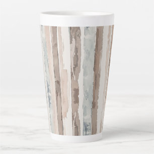 Blue Cream Brown Stripes Latte Mug