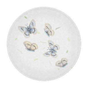 Blue & Cream Butterflies in Dreamy Flight Cutting  Cutting Board