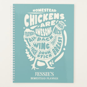 Blue Cream Chicken Art Personalised Homestead Planner