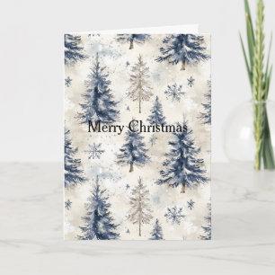 Blue Cream Christmas Trees Card