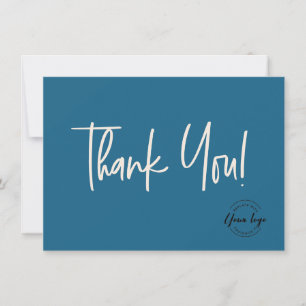 Blue cream Company Logo Social Thank You Card