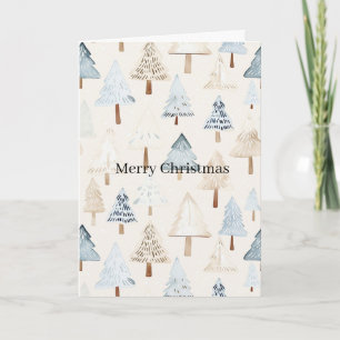 Blue Cream Cozy Christmas Trees Card