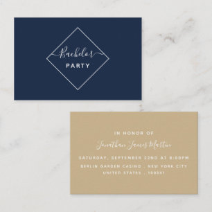 Blue & Cream Diamond Bachelor Party Invitation