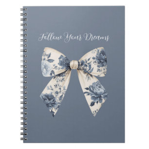 Blue Cream Floral Bow Notebook