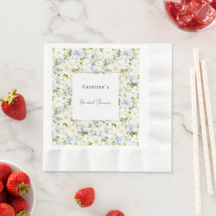 Blue Cream Floral Bridal Shower Napkin