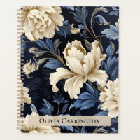 Blue Cream Floral Peony Pattern Personalised