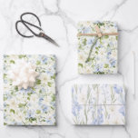 Blue Cream Floral Wedding Wrapping Paper Sheet<br><div class="desc">Blue Cream Floral Bridal Shower Wedding</div>