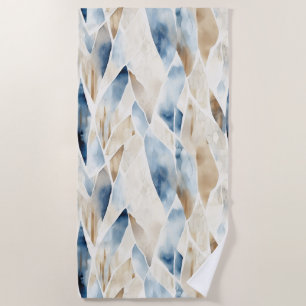 Blue Cream Ivory Abstract Beach Towel