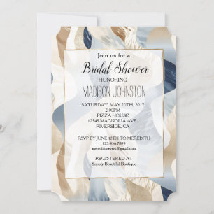 Blue Cream Ocean Sea Sand Beach Abstract Invitation