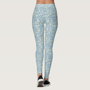 Blue-Cream Paisley Pattern Leggings