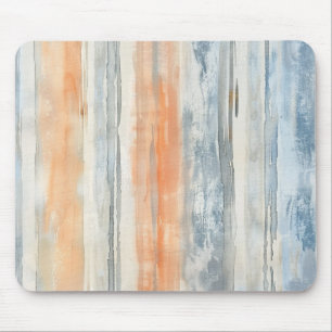 Blue Cream Peach Stripes Mouse Pad