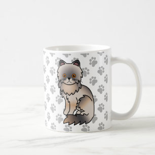 Blue Cream Persian Cute Cartoon Cat Illustration Coffee Mug