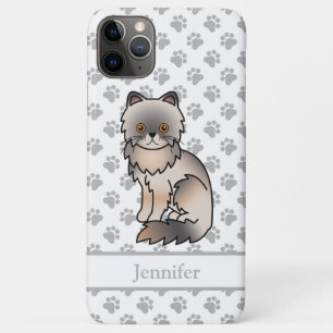 Blue Cream Persian Cute Cartoon Cat & Name Case-Mate iPhone Case