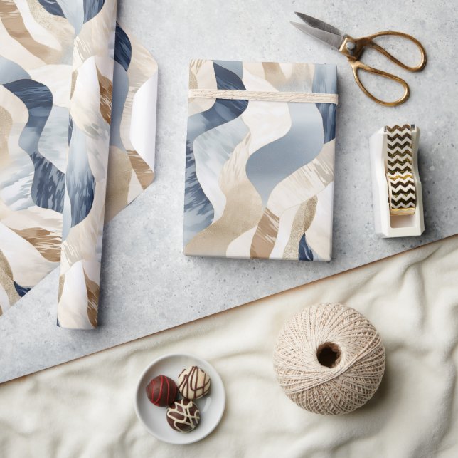 Blue Cream Sea Sand Abstract Wrapping Paper (Crafts)