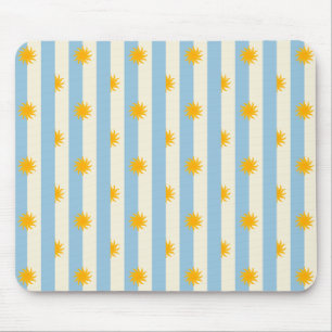 Blue Cream Stripe Gold Sunburst Mouse Pad
