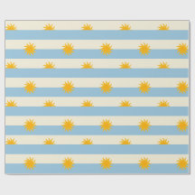 Blue Cream Stripe Gold Sunburst Wrapping Paper