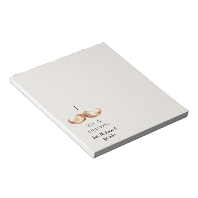 Blue Cream Stripes Moustache You A Question Notepad (Angled)