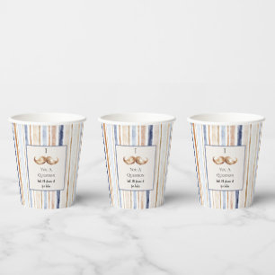 Blue Cream Stripes Moustache You A Question Paper Cups