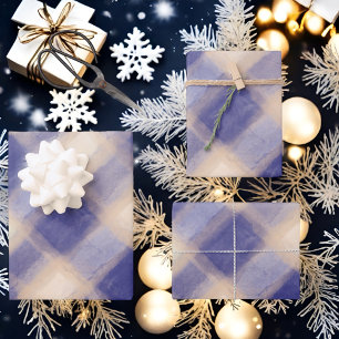 Blue cream tartan plaid farmhouse rustic gingham wrapping paper sheet